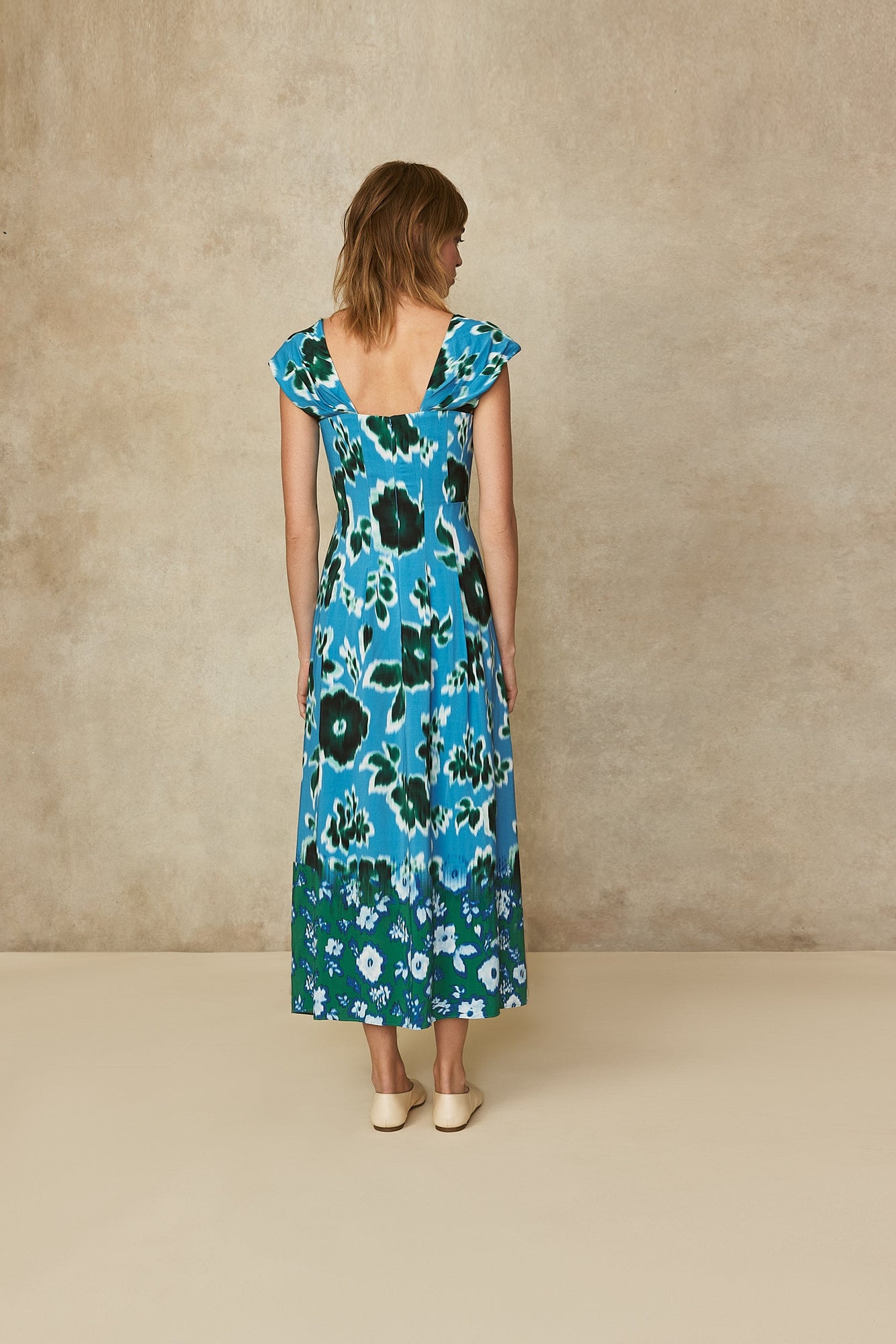 Ikat Crepe Midi Dress | Cerulean Multi