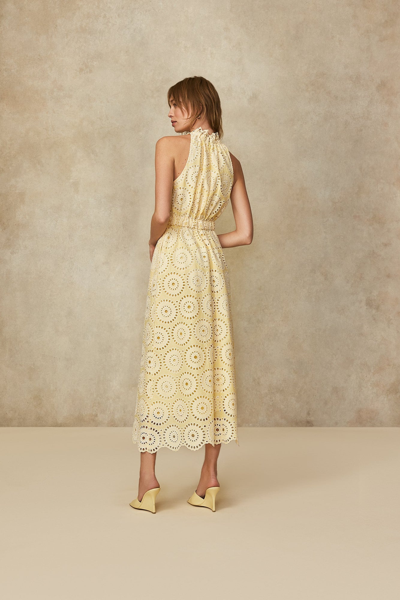 Medallion Eyelet Halter Midi Dress | Butter