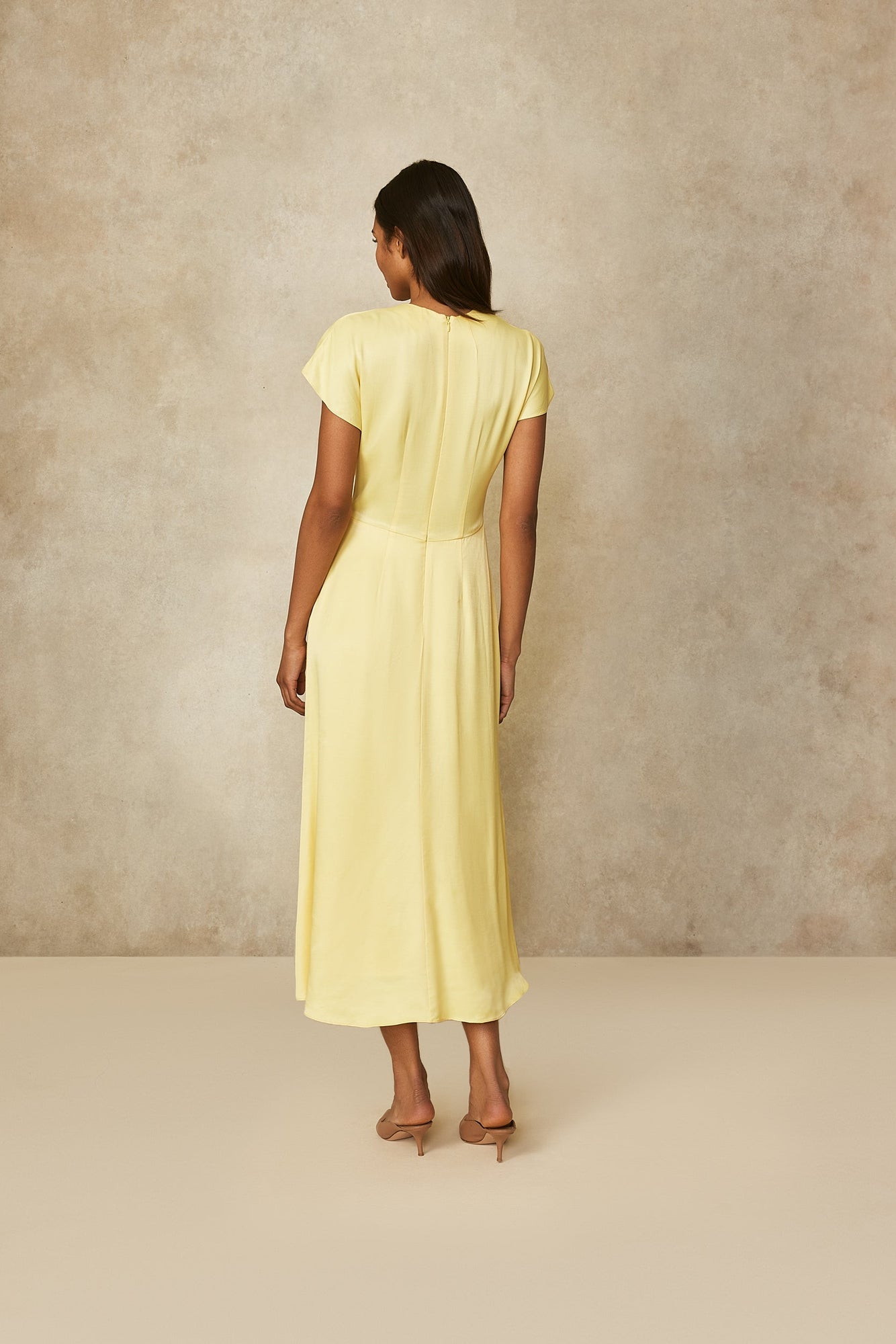 Satin Crepe Draped Midi Dress | Butter