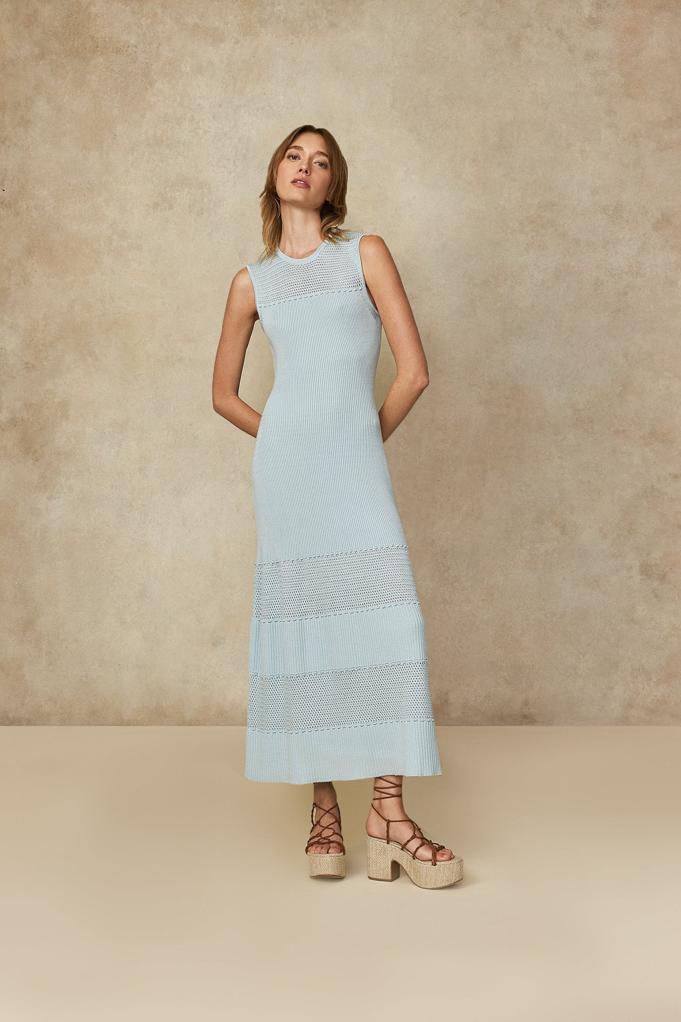 Pointelle Midi Dress | Sky
