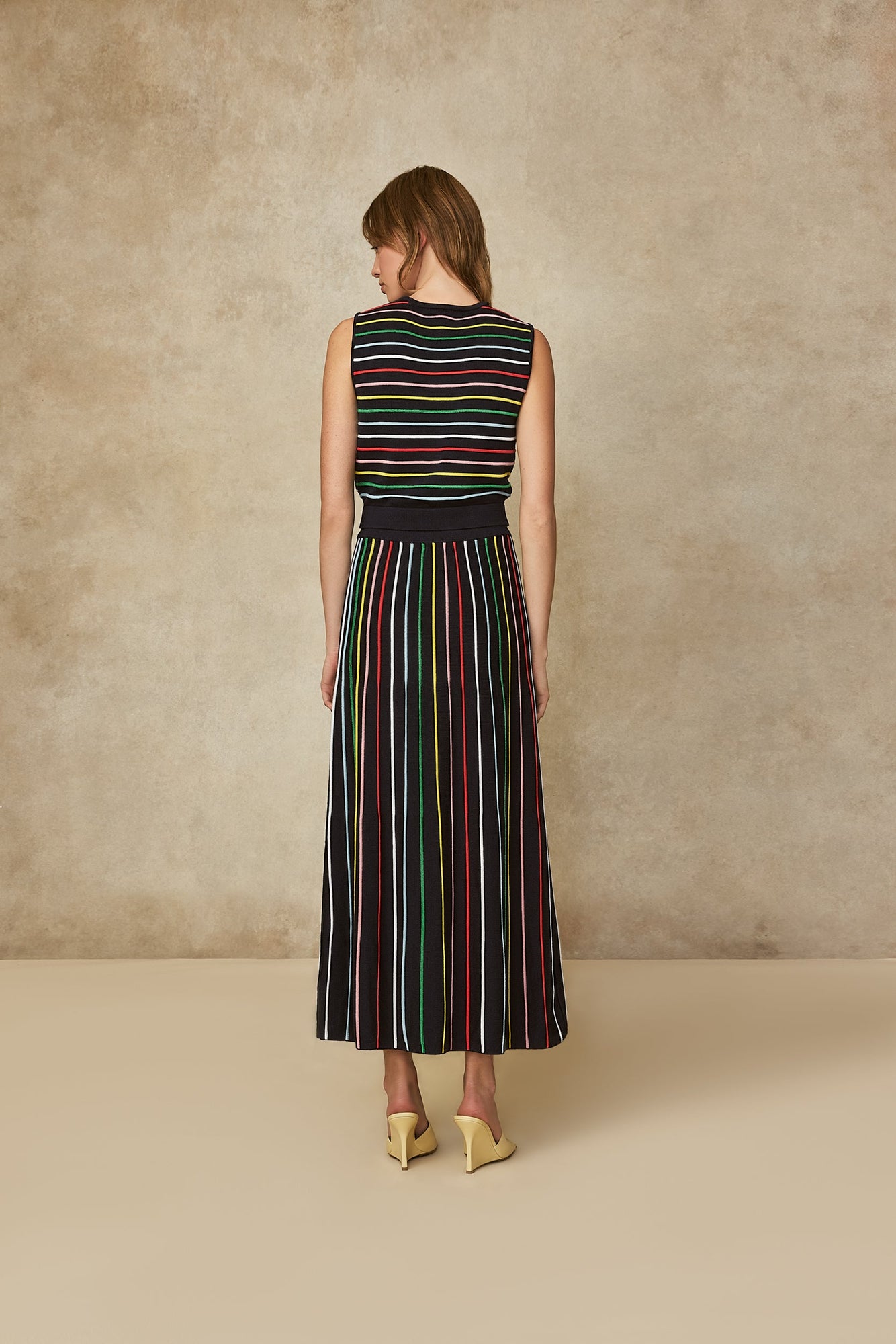 Ottoman Ribbed Skirt | Navy Multi