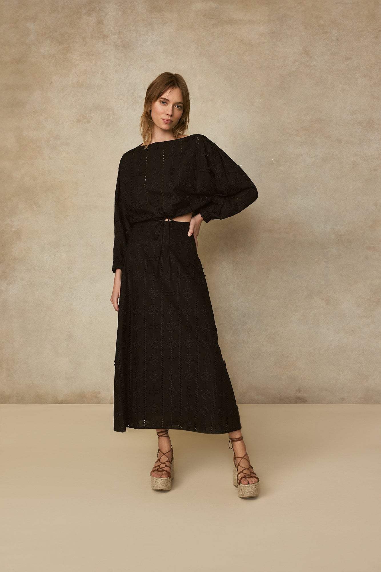 Garden Voile Full Skirt | Black