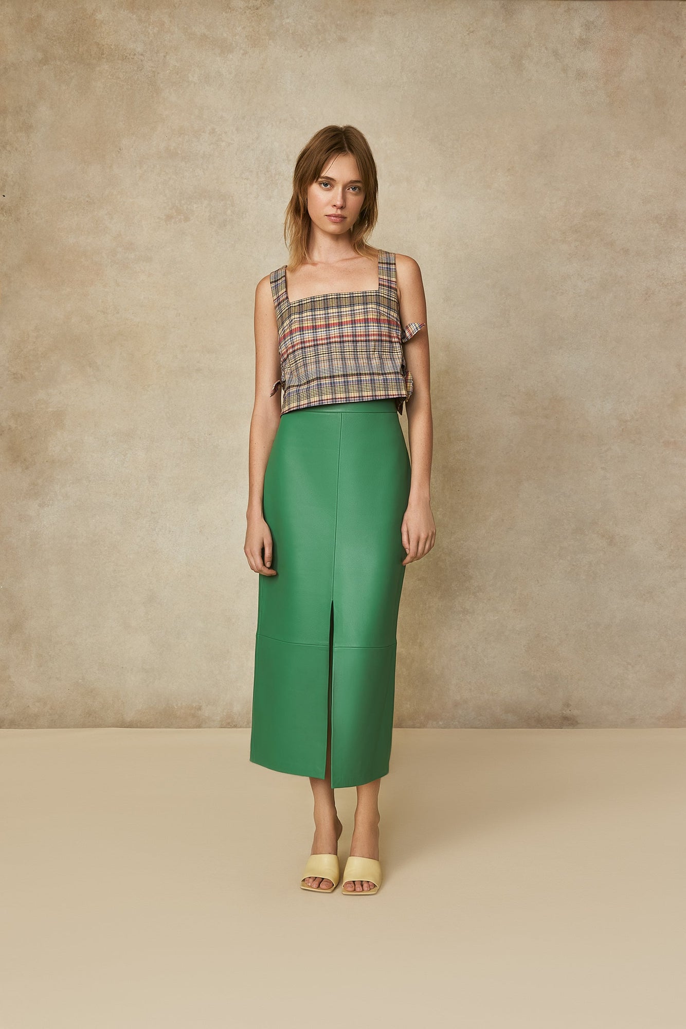 Leather Pencil Skirt | Jade
