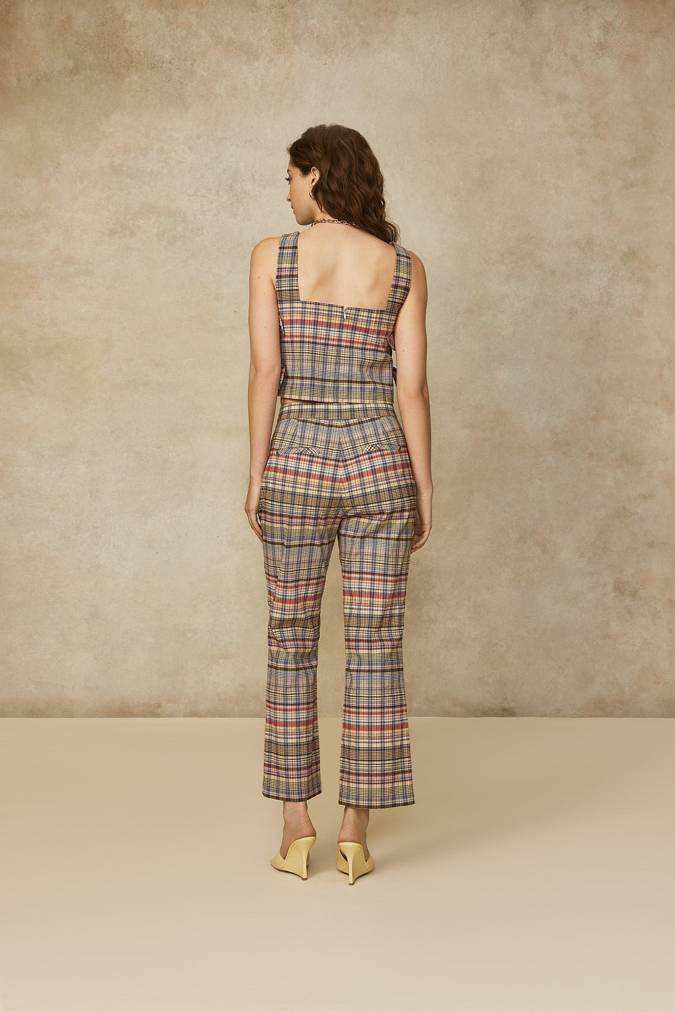 Checked Cotton Tie Detail Top | Multi