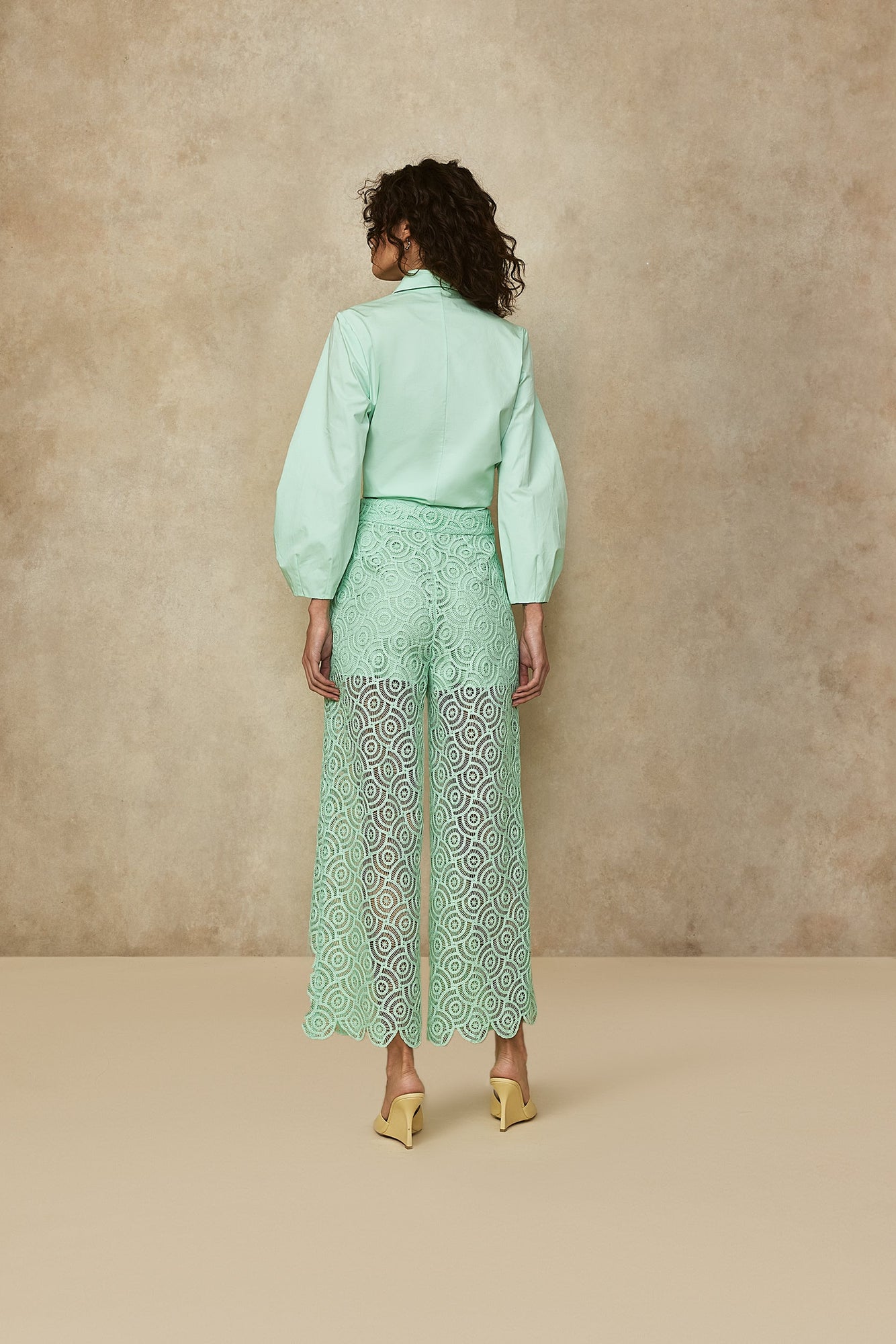 Circle Lace Cropped Pant | Mint