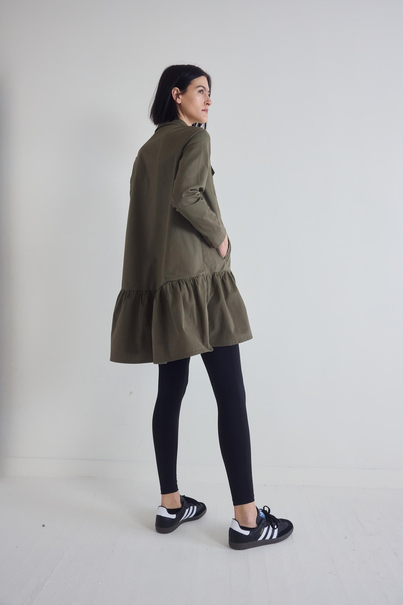 Coming Up Roses Twill Dress | Utility Green