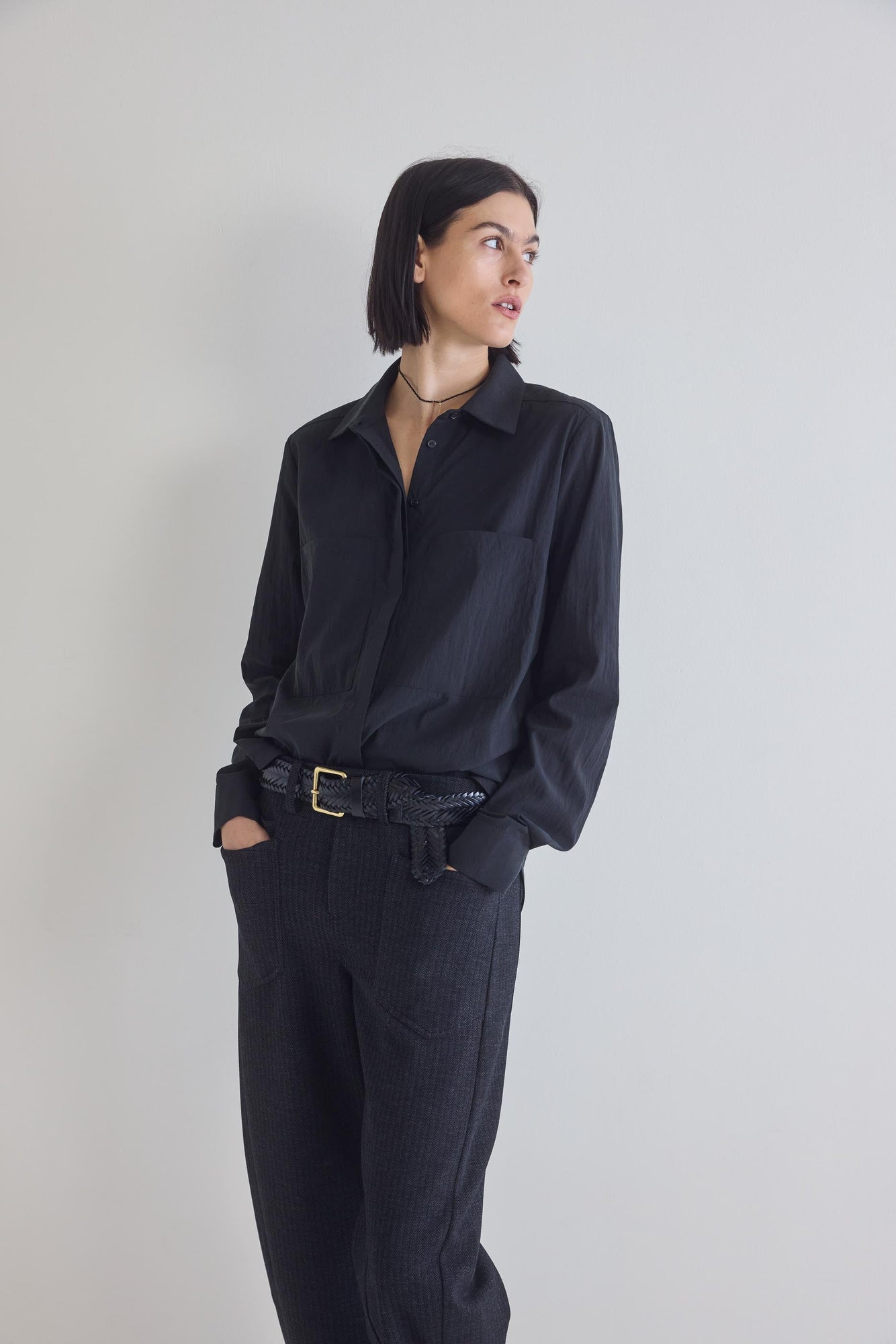 The Light Poplin Classic Blouse | Black
