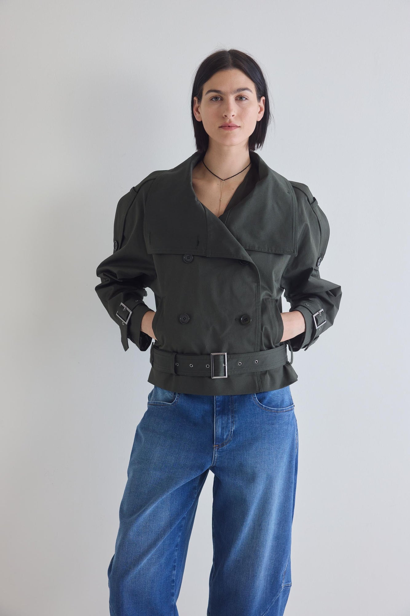 The Cropped Trench Coat | Olive
