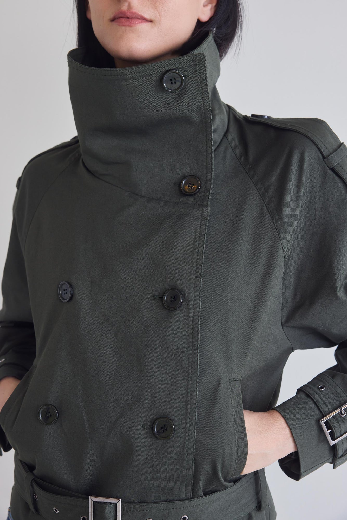 The Cropped Trench Coat | Olive