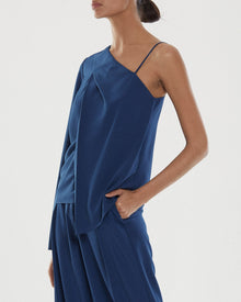 Halston | Ellis One Shoulder Top | Sapphire Blue