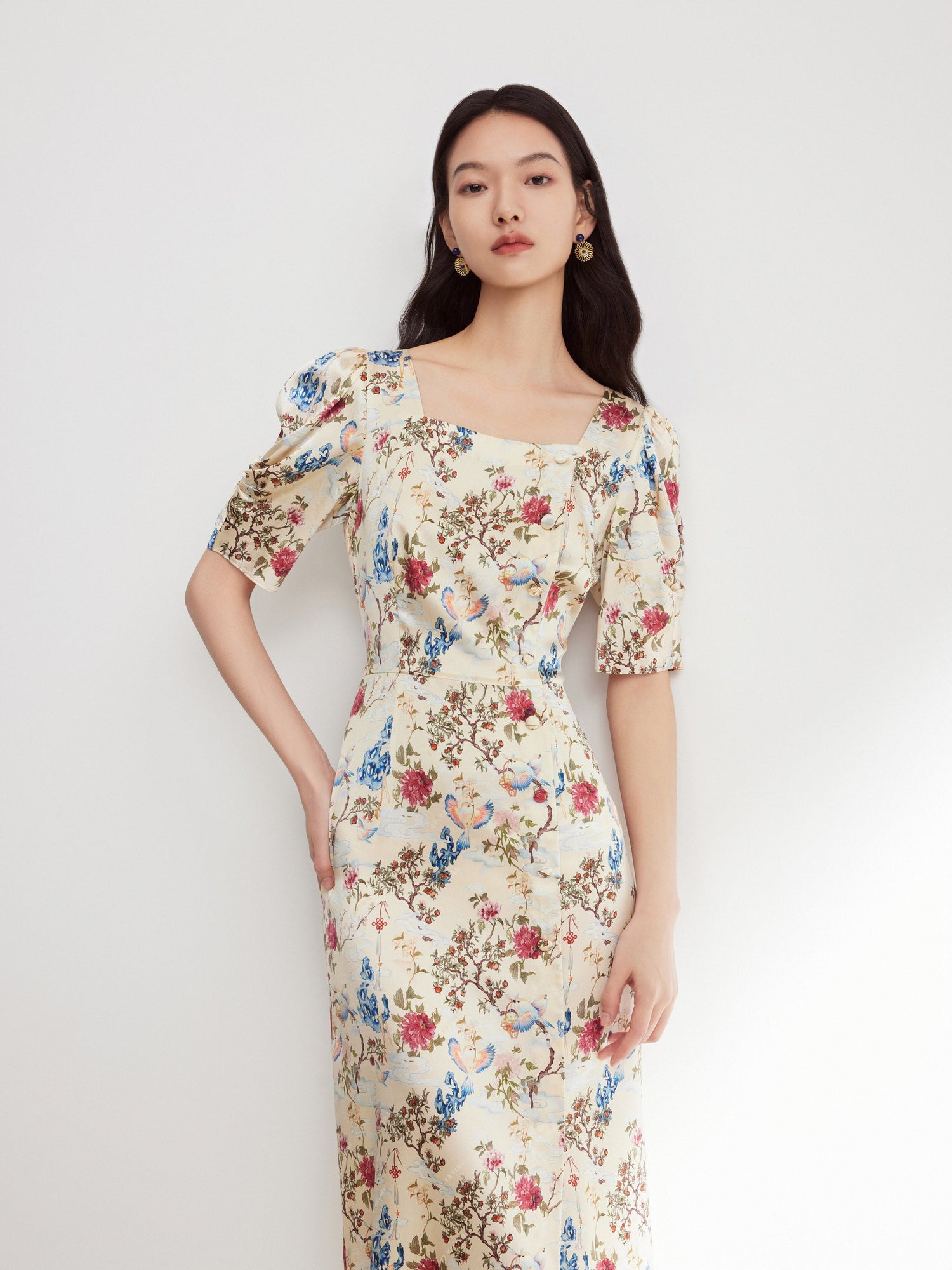 Floral Dress | Beige