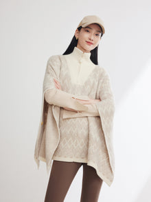 Cashmere Knit Poncho | Camel