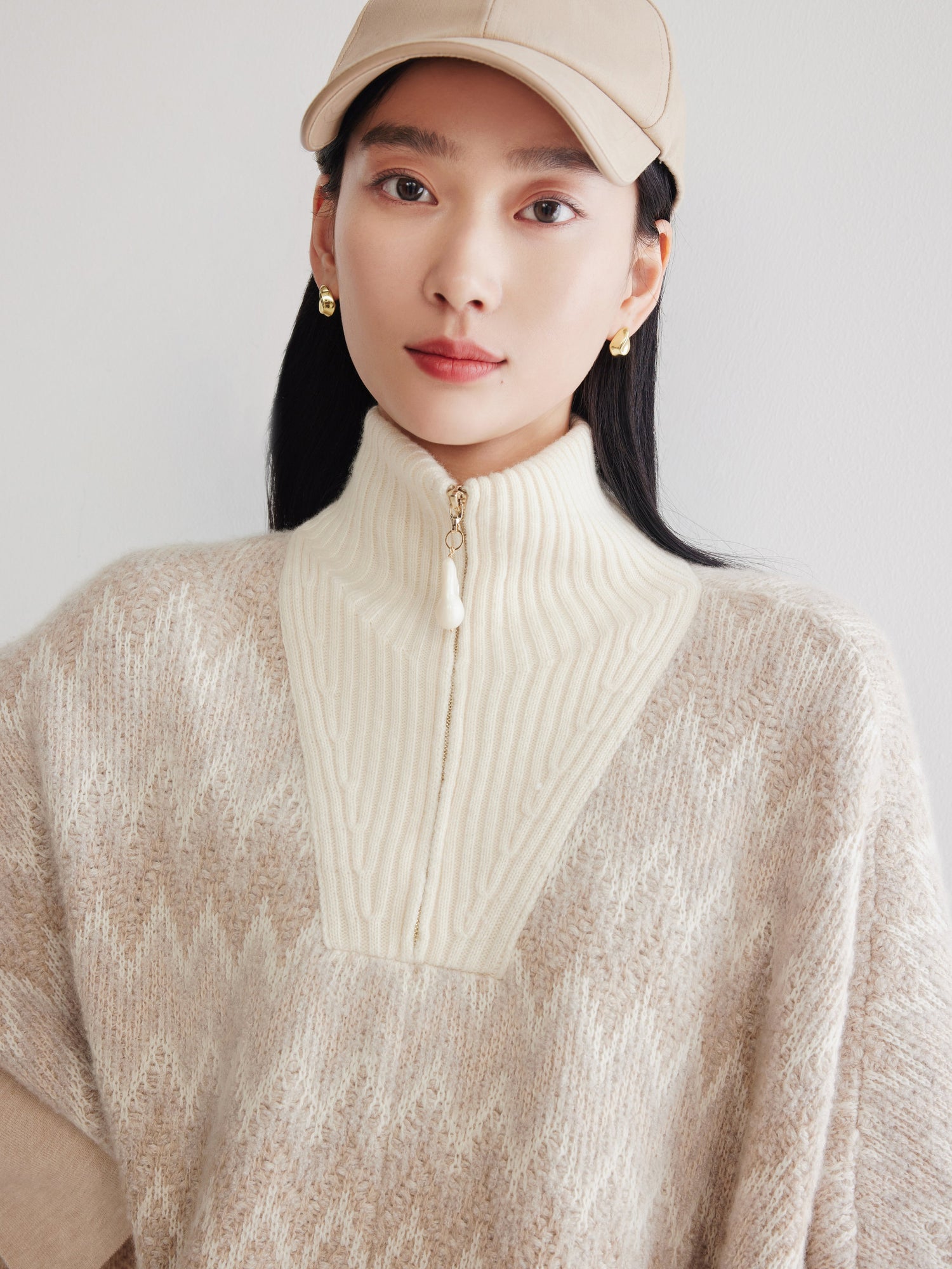Cashmere Knit Poncho | Camel