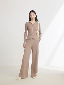 Knitted Wide-Leg Pant | Beige