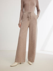 Knitted Wide-Leg Pant | Beige