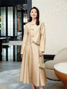 Chinese Style Dark Pattern Skirt | Khaki