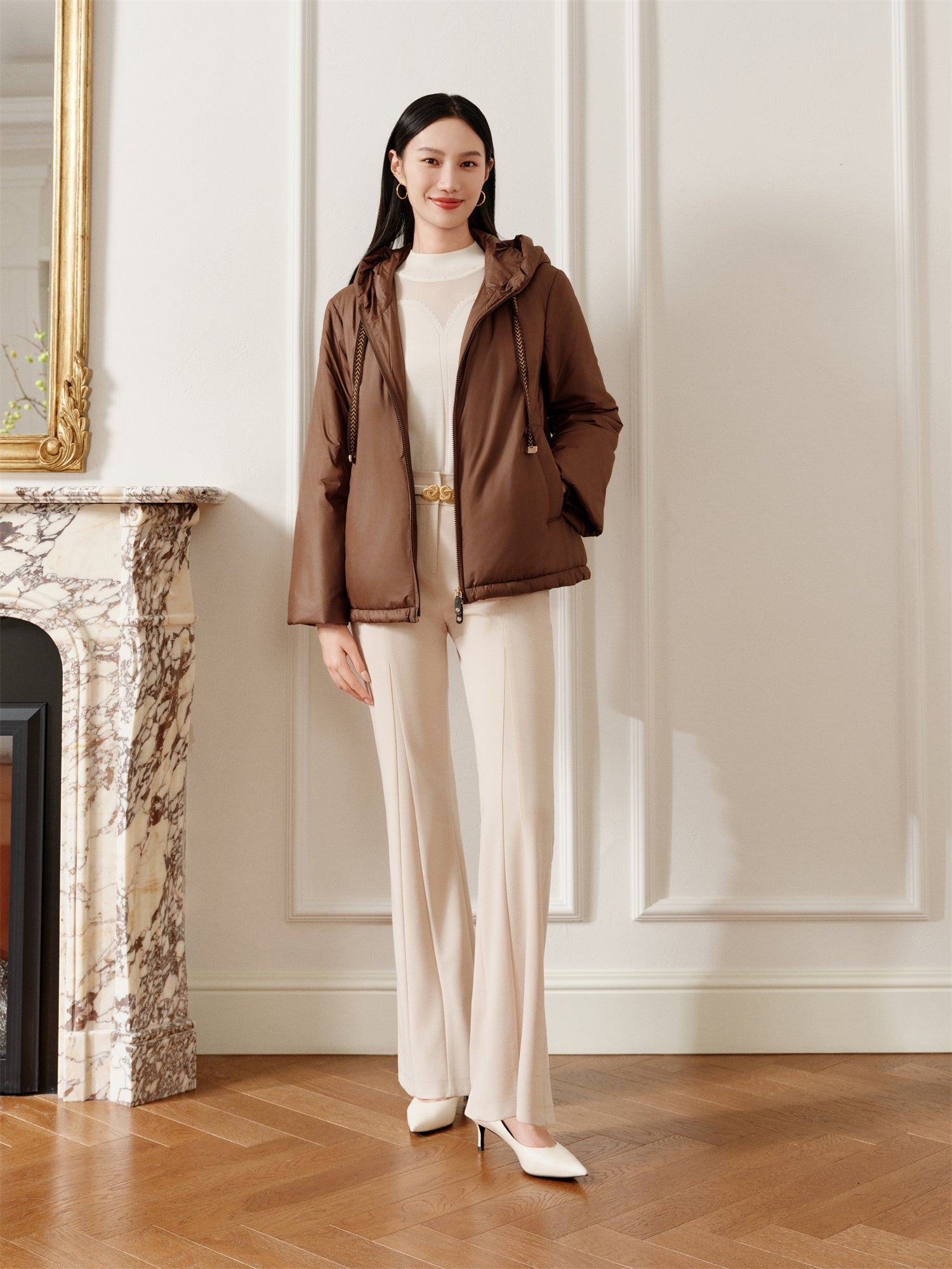 Hooded Cotton Coat | Brown