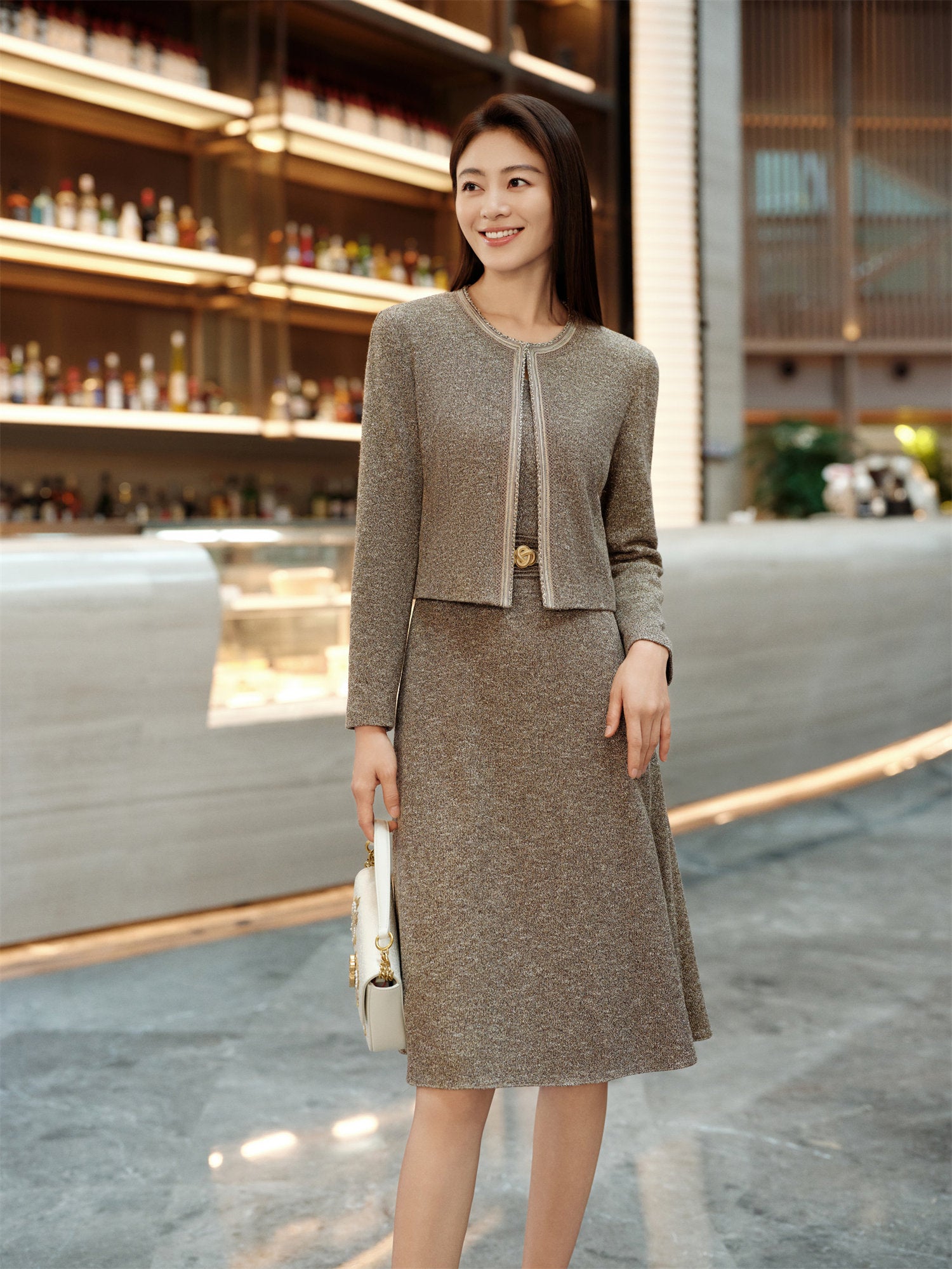 Two-Piece Waist-Cinching Dress | Golden