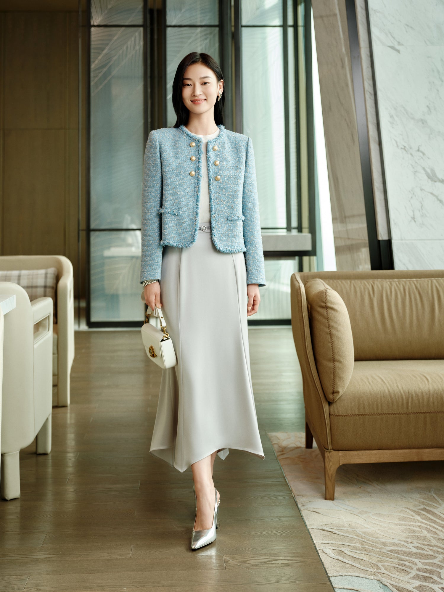slim midi skirt | Grey