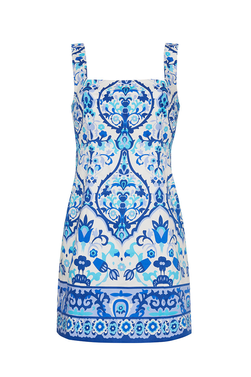 Anna Dress | Damask Blue