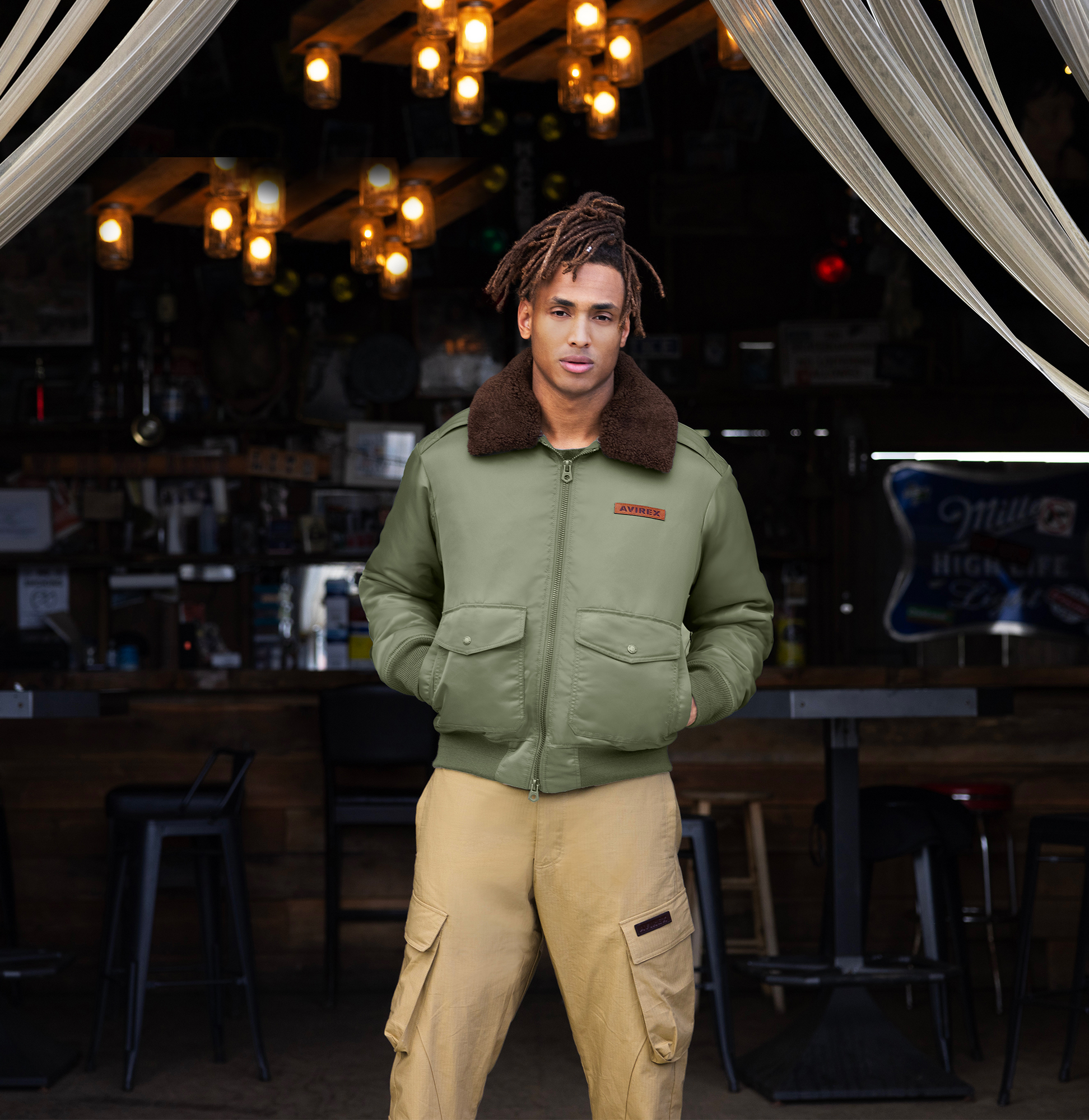 Sky Charmer B-15 Nylon Bomber Jacket | Flight Green