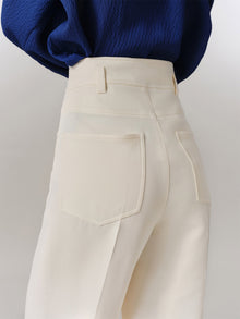 Mulberry Silk Wool Straight Pants | Beige