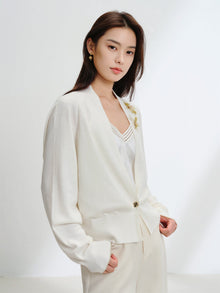Wool Knit Cardigan | White