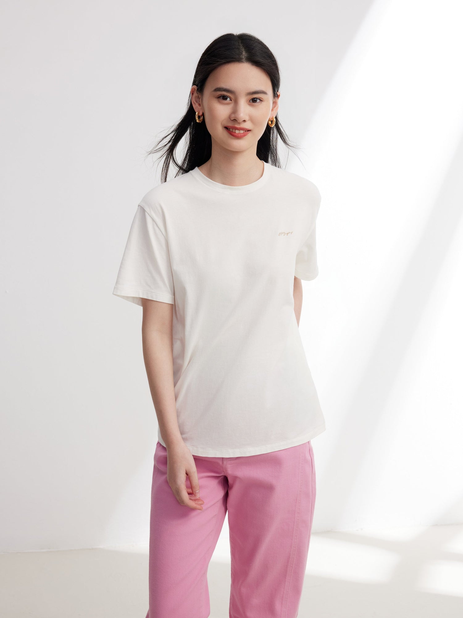 Cotton-Blend Tee | White