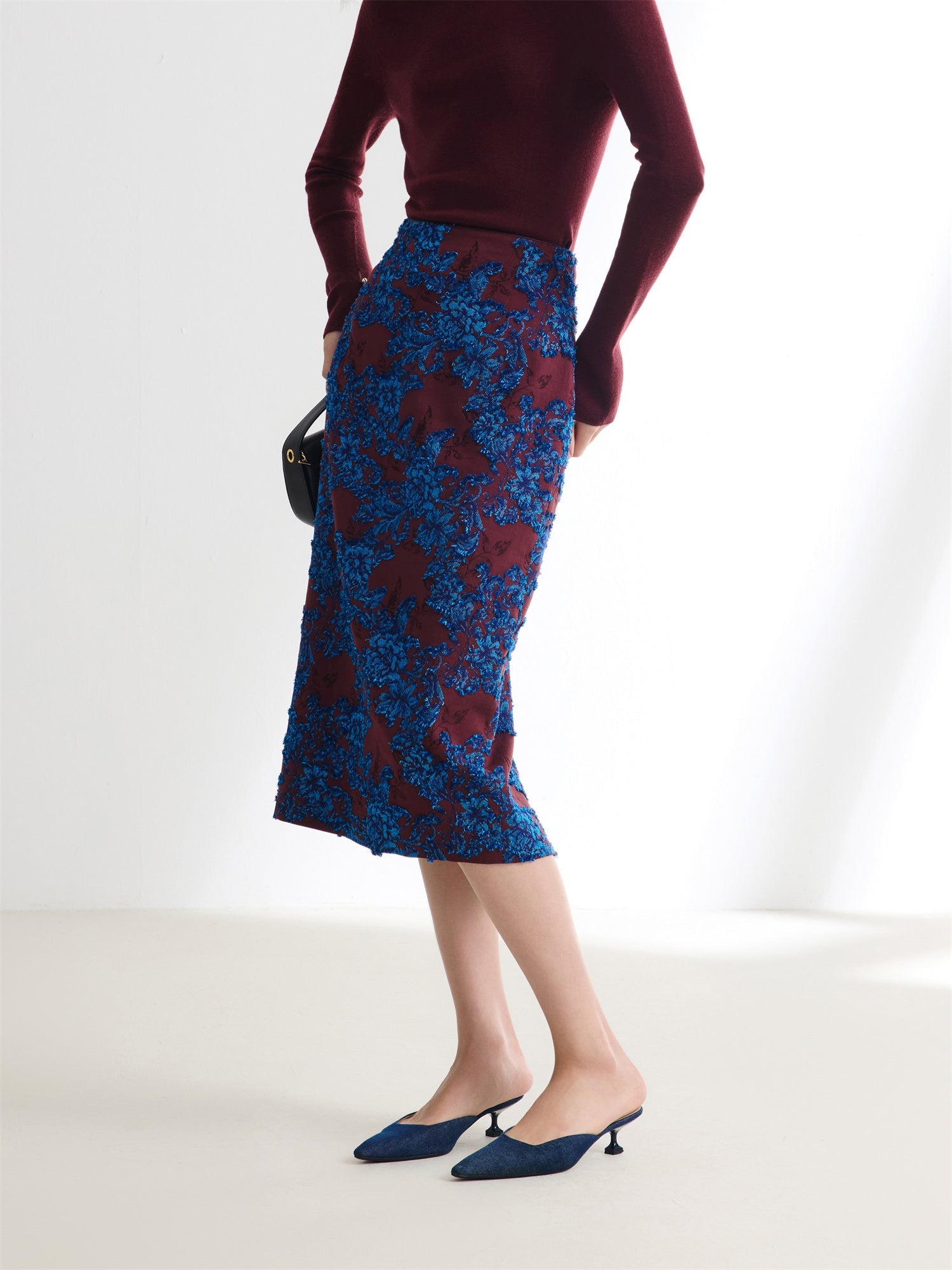 Elegant Pencil Skirt | Wine Red