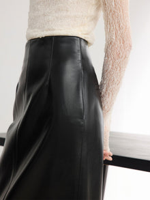 Glossy PU Leather Skirt | Black