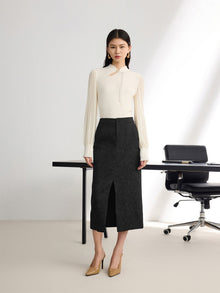 Front-Slit Maxi Skirt | Black