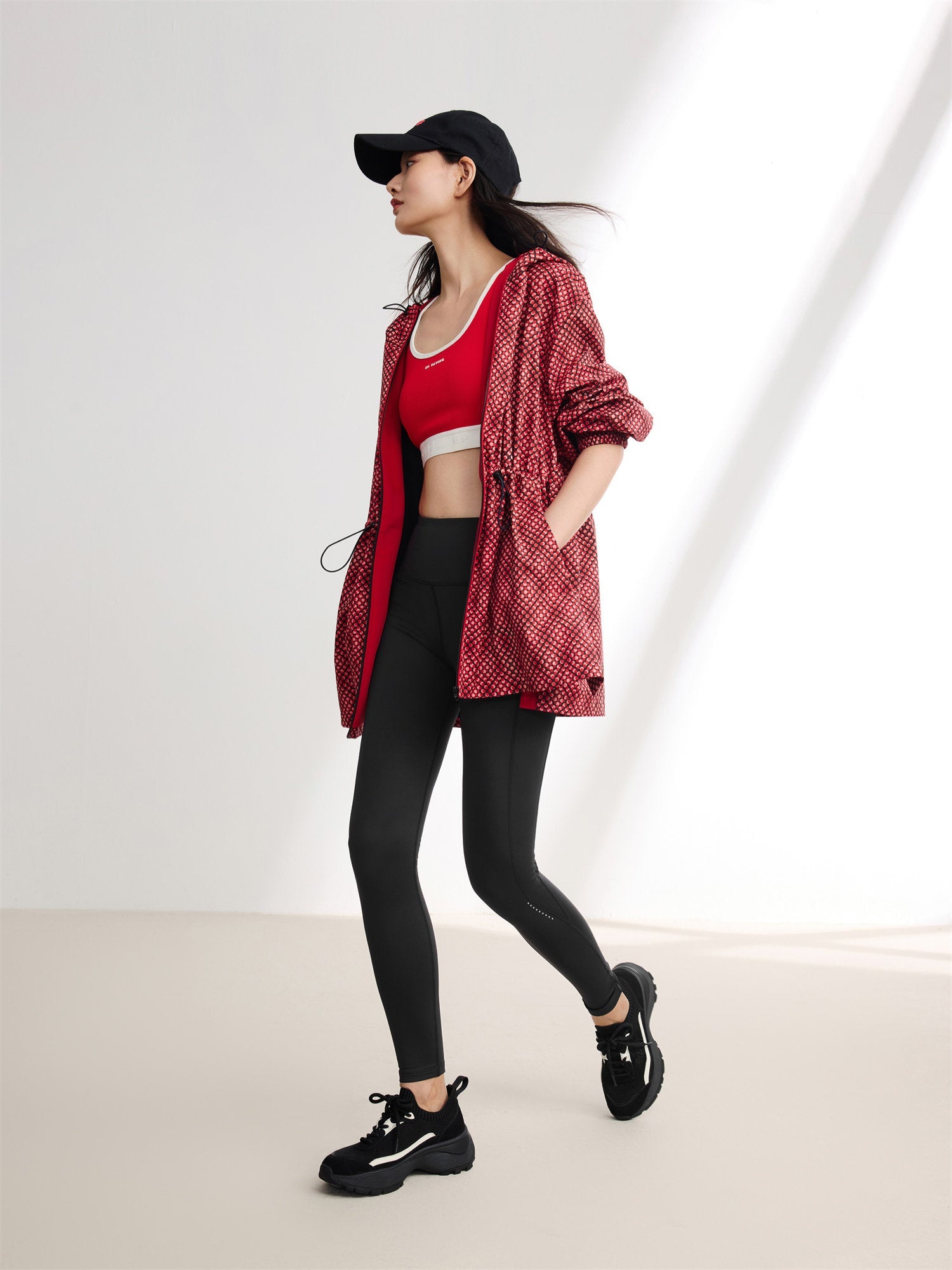 Hooded Printed Sweatshirt | Red