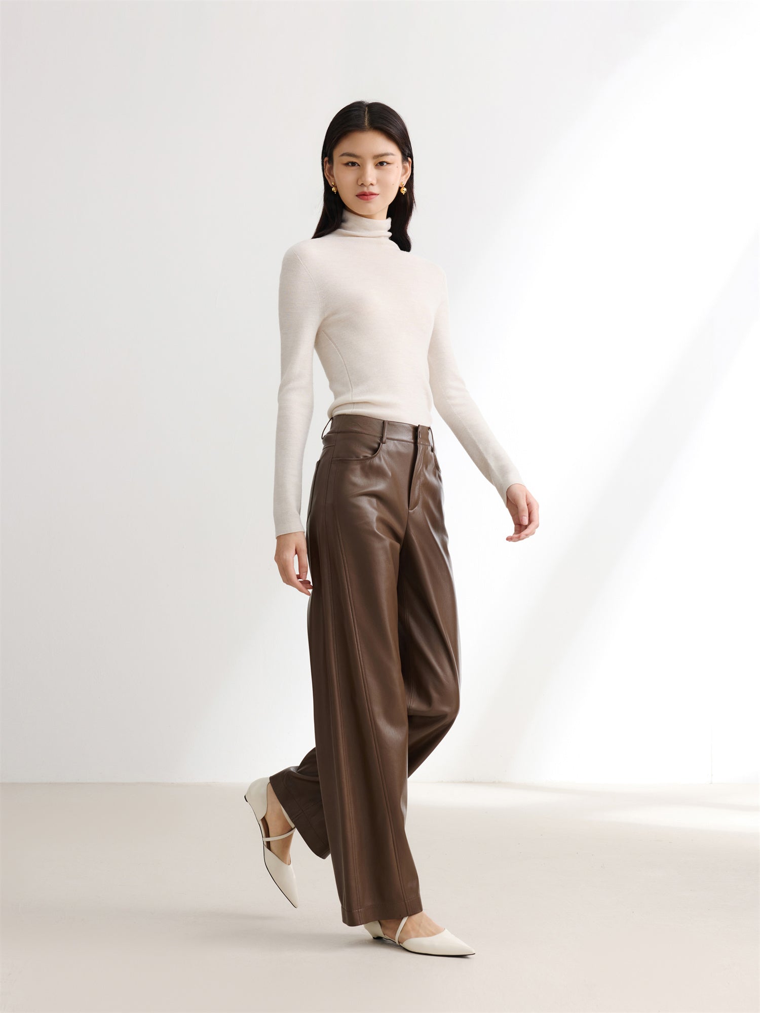 Pleated Pant | Brown
