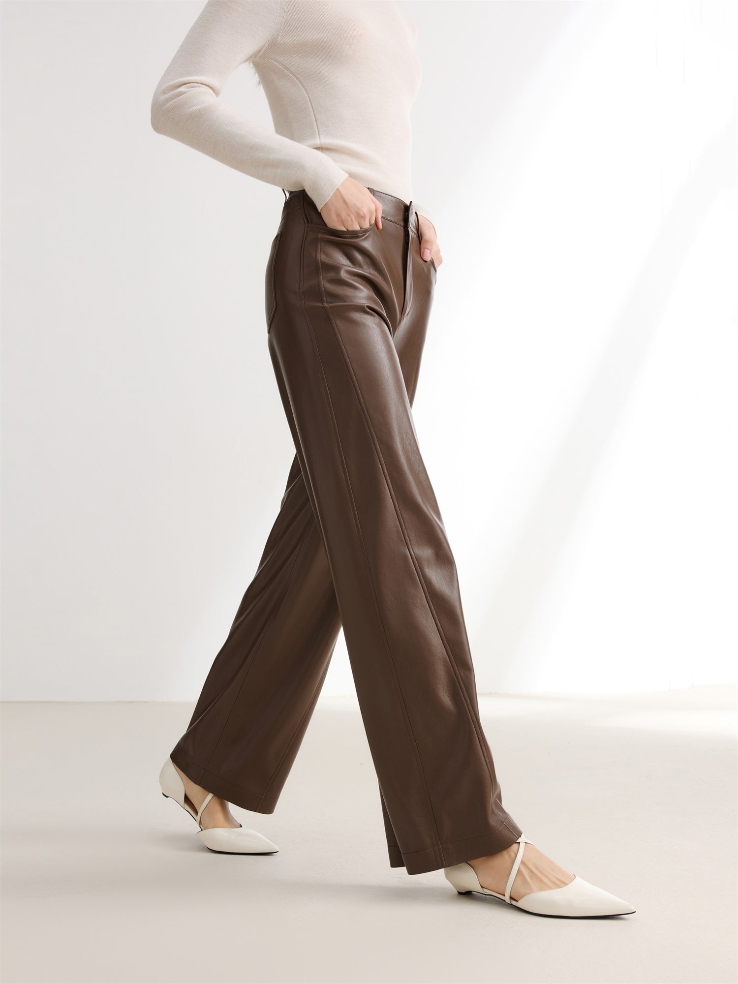 Pleated Pant | Brown
