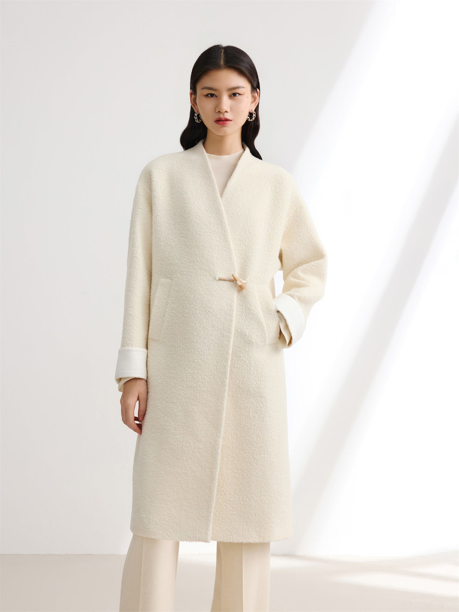 Boucle Long Blazer | Beige