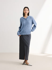 Cable Knit Pullover | Blue