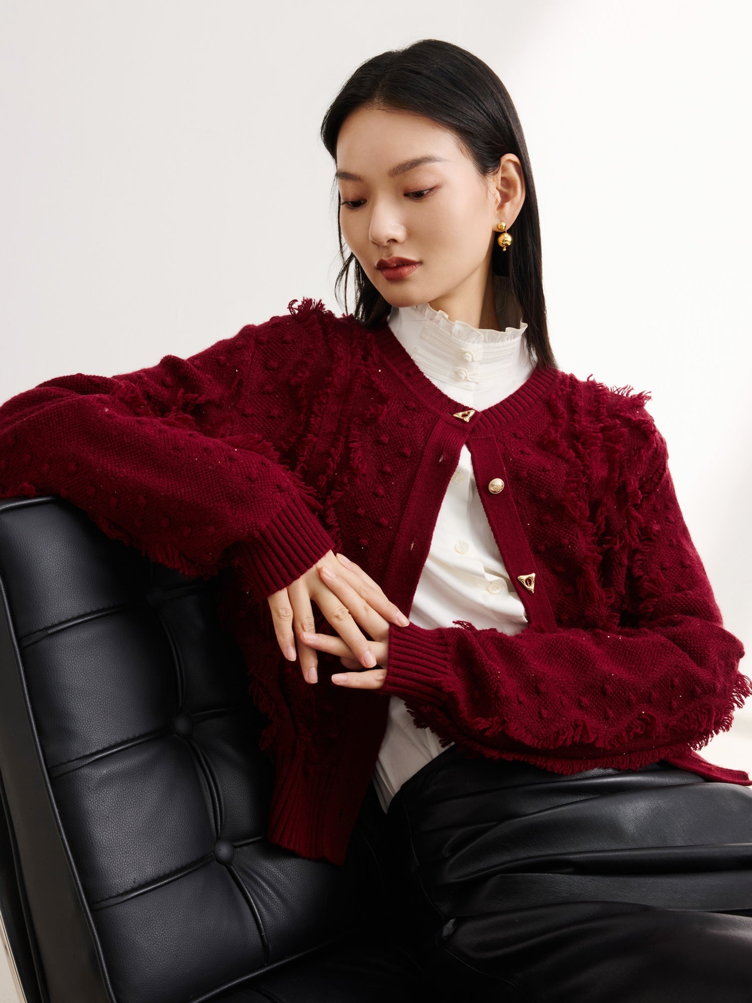 Knit Sweater | Wine Red