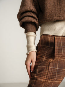 Half-High Neck Knitted Batwing Sweater | Camel