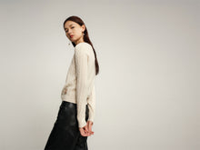 Twisted Cable Knit Round Neck Cardigan | Beige
