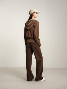 Yak Wool Zippered Hoodie | Brown