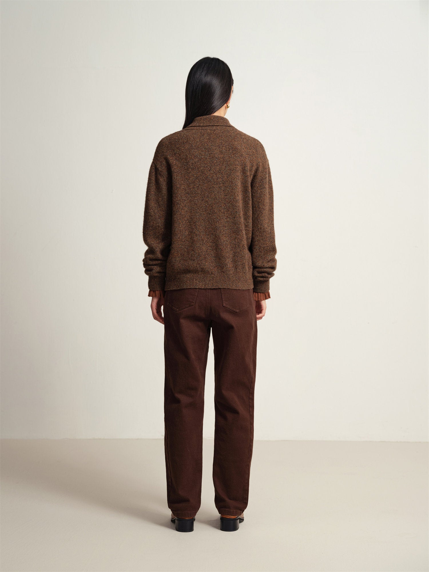 Zippered Sweater Jacket | Brown
