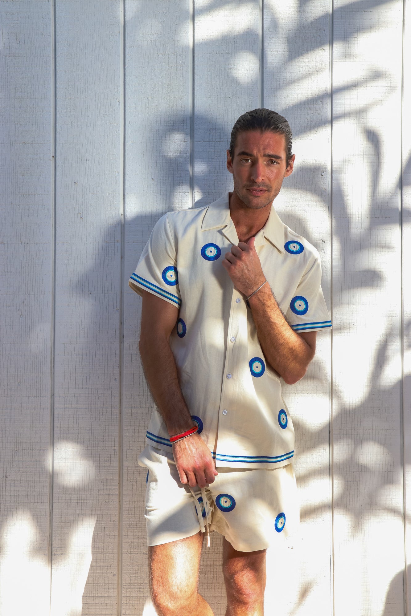 Evil Eye Linen Shirt | Beige