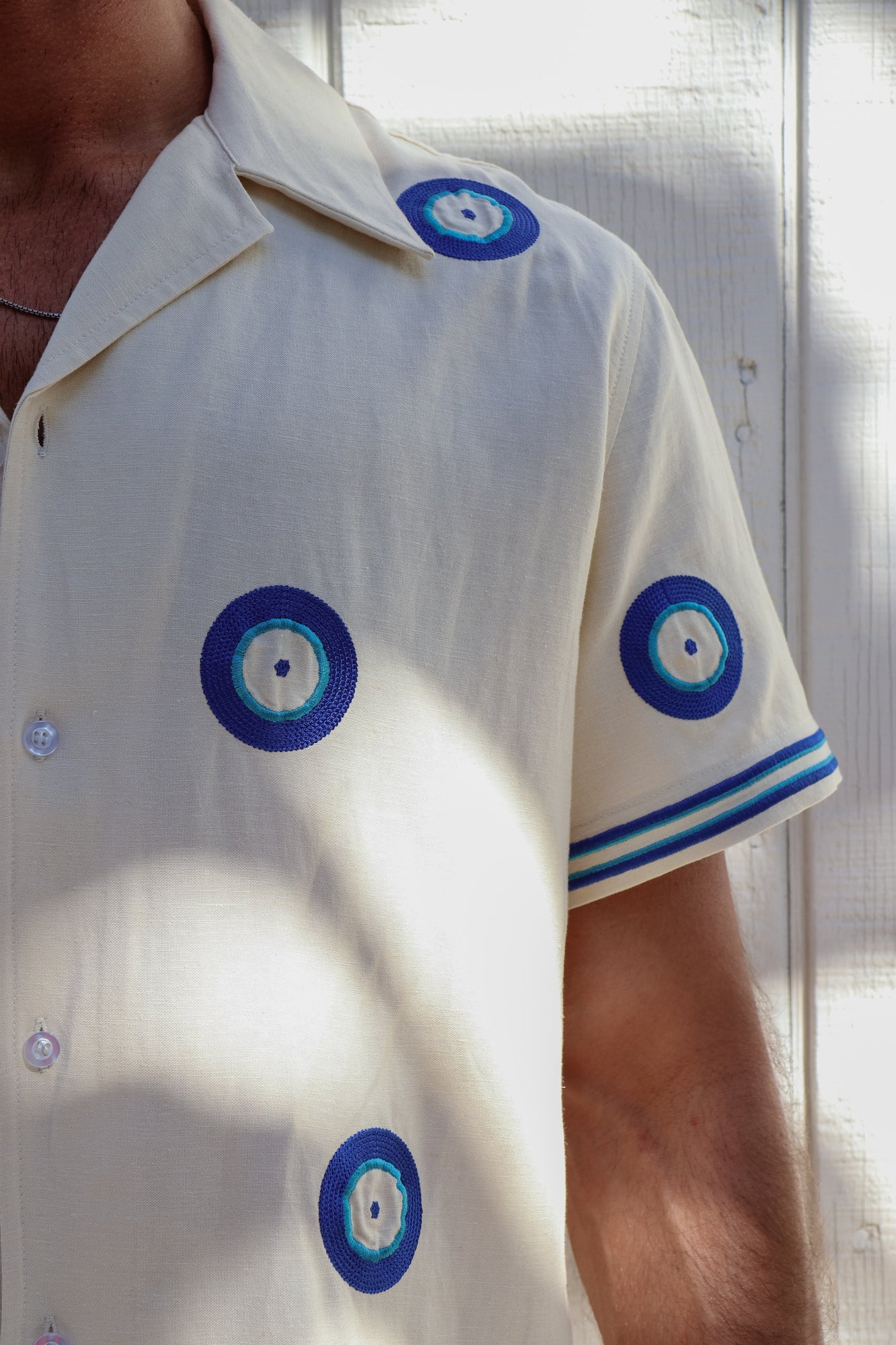 Evil Eye Linen Shirt | Beige