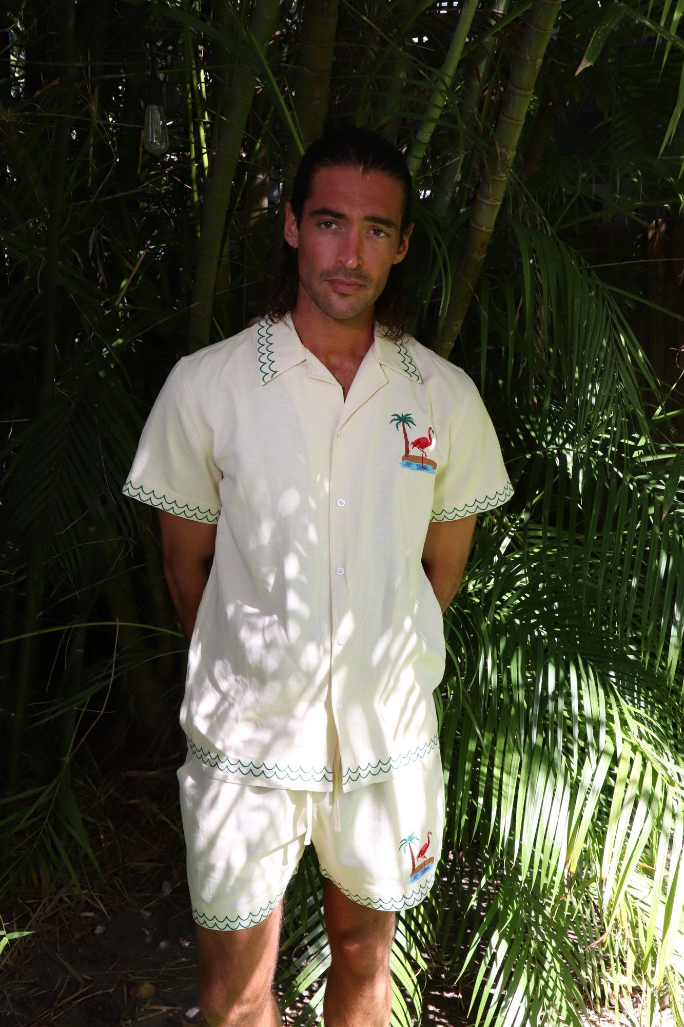 Flamingo Beach Linen Short | Beige