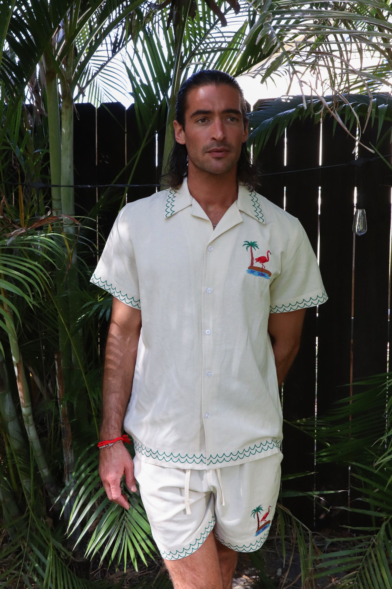 Flamingo Beach Linen Shirt | Beige