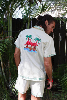 Flamingo Beach Linen Shirt | Beige