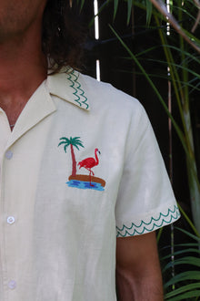 Flamingo Beach Linen Shirt | Beige