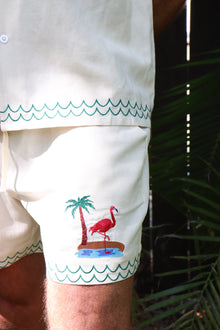 Flamingo Beach Linen Short | Beige