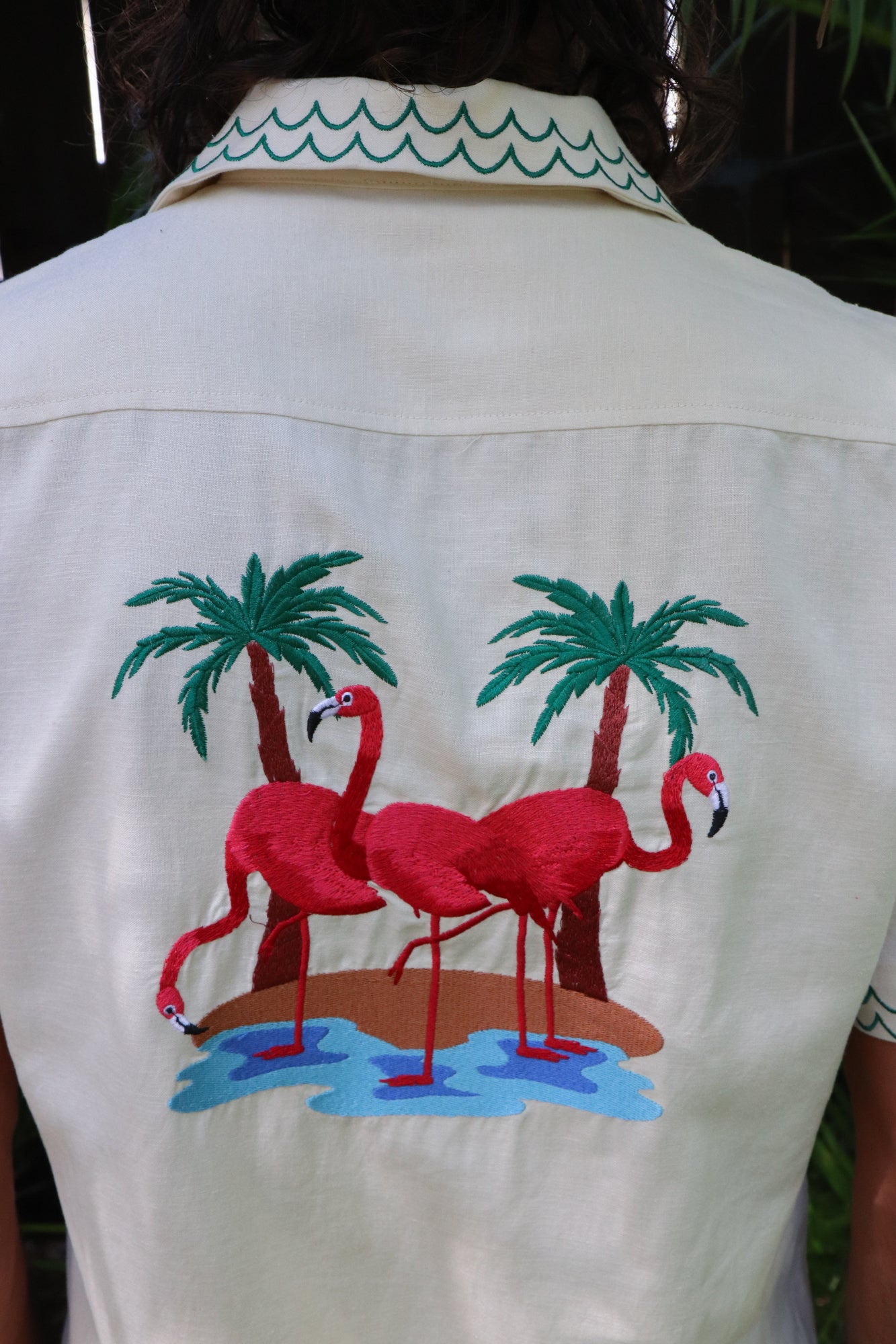 Flamingo Beach Linen Shirt | Beige