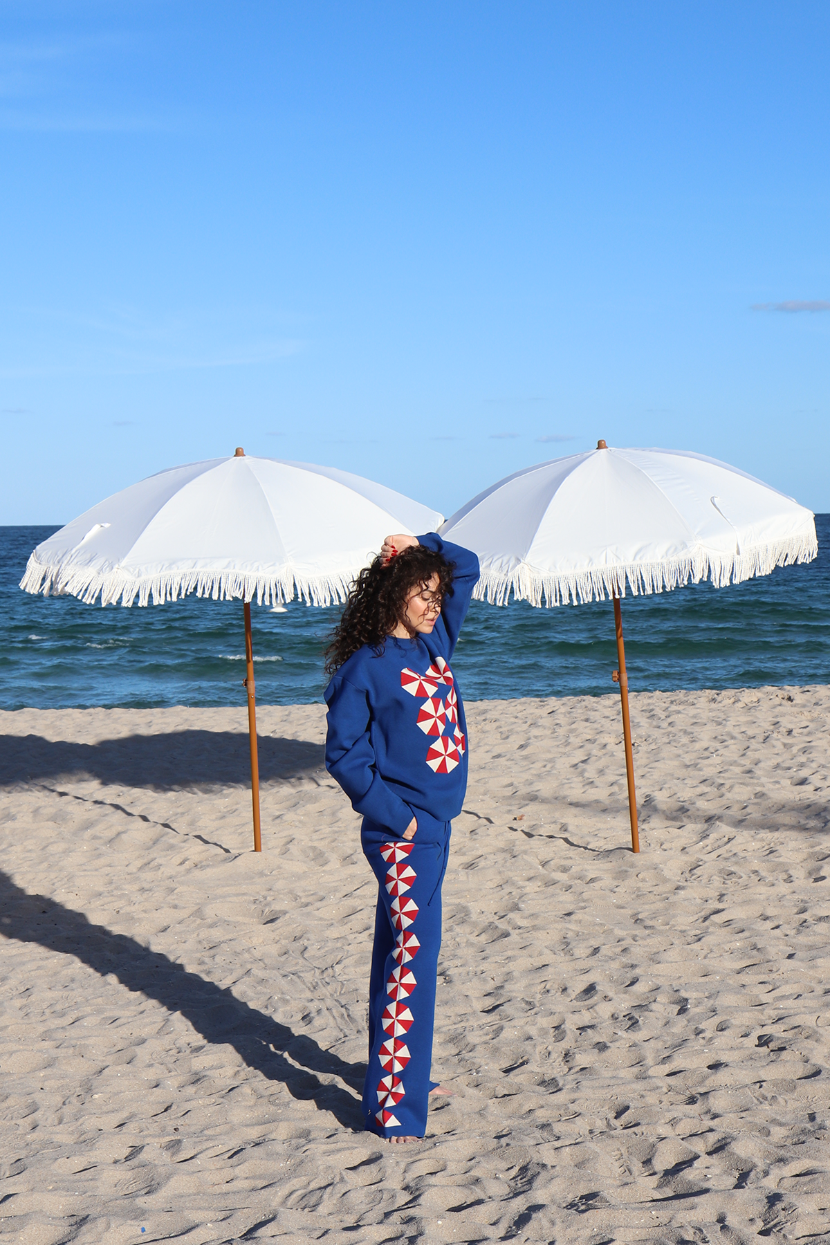 Blue Umbrella Knit Pant | Blue